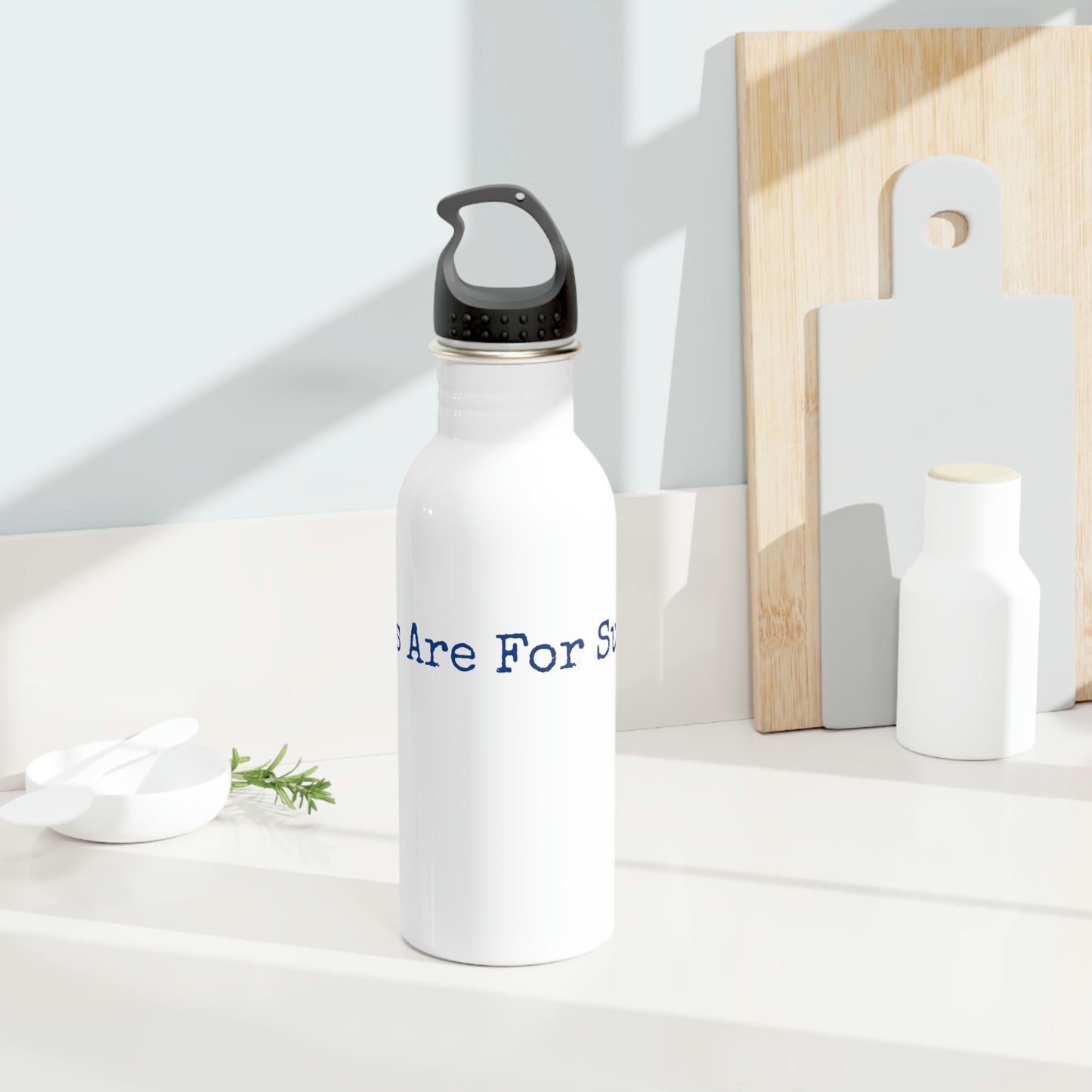 Stainless Steel Water Bottle - Print String White