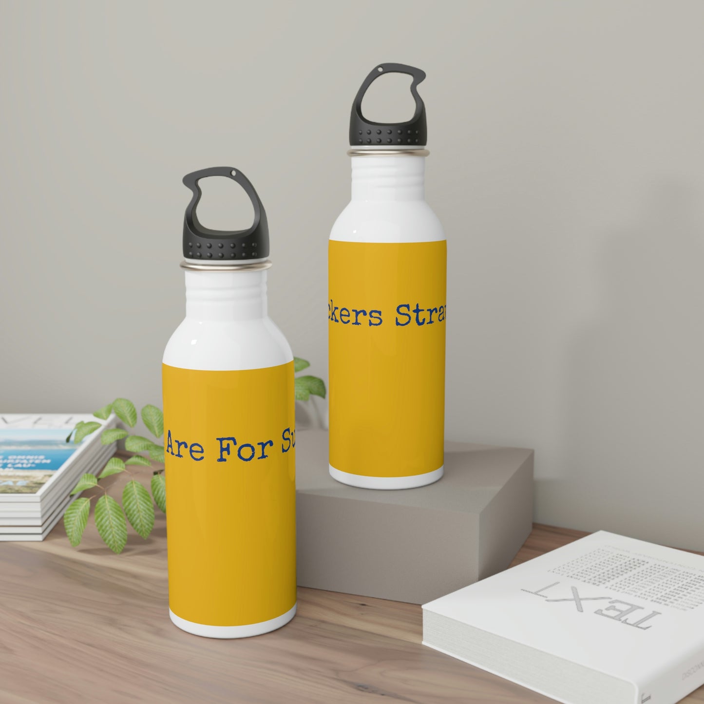 Stainless Steel Water Bottle - Print String Yellow