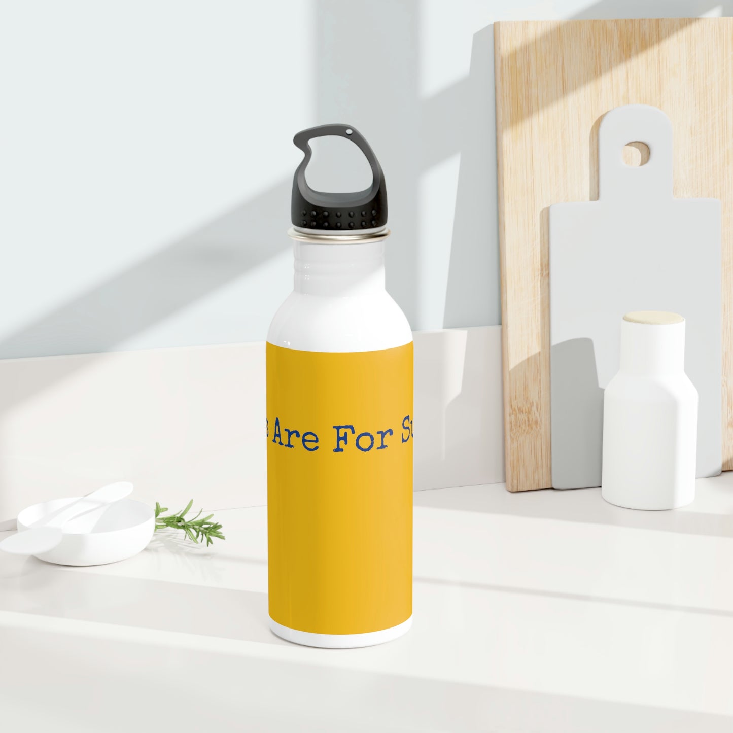 Stainless Steel Water Bottle - Print String Yellow