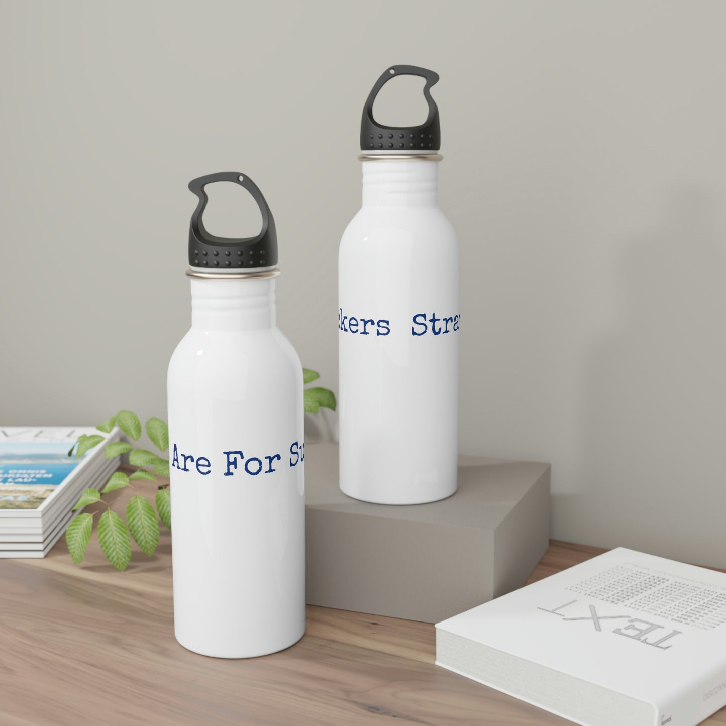 Stainless Steel Water Bottle - Print String White