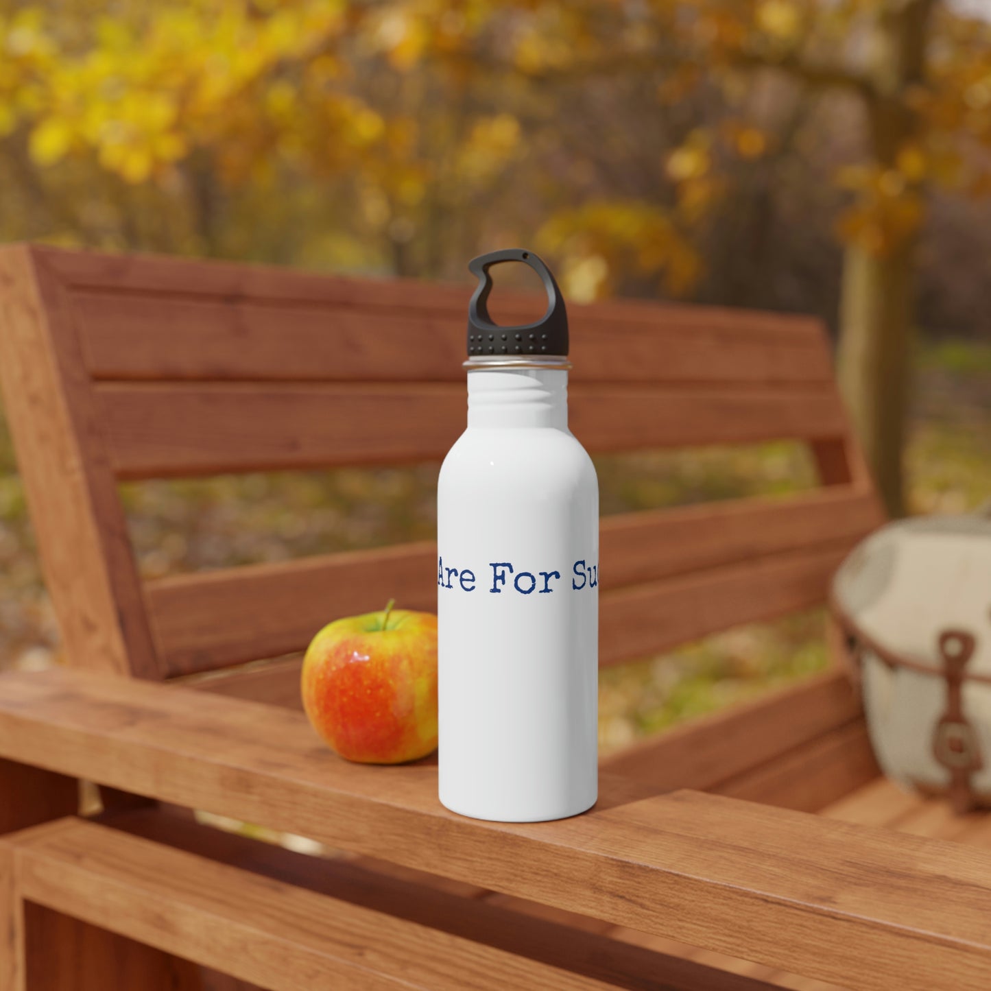 Stainless Steel Water Bottle - Print String White