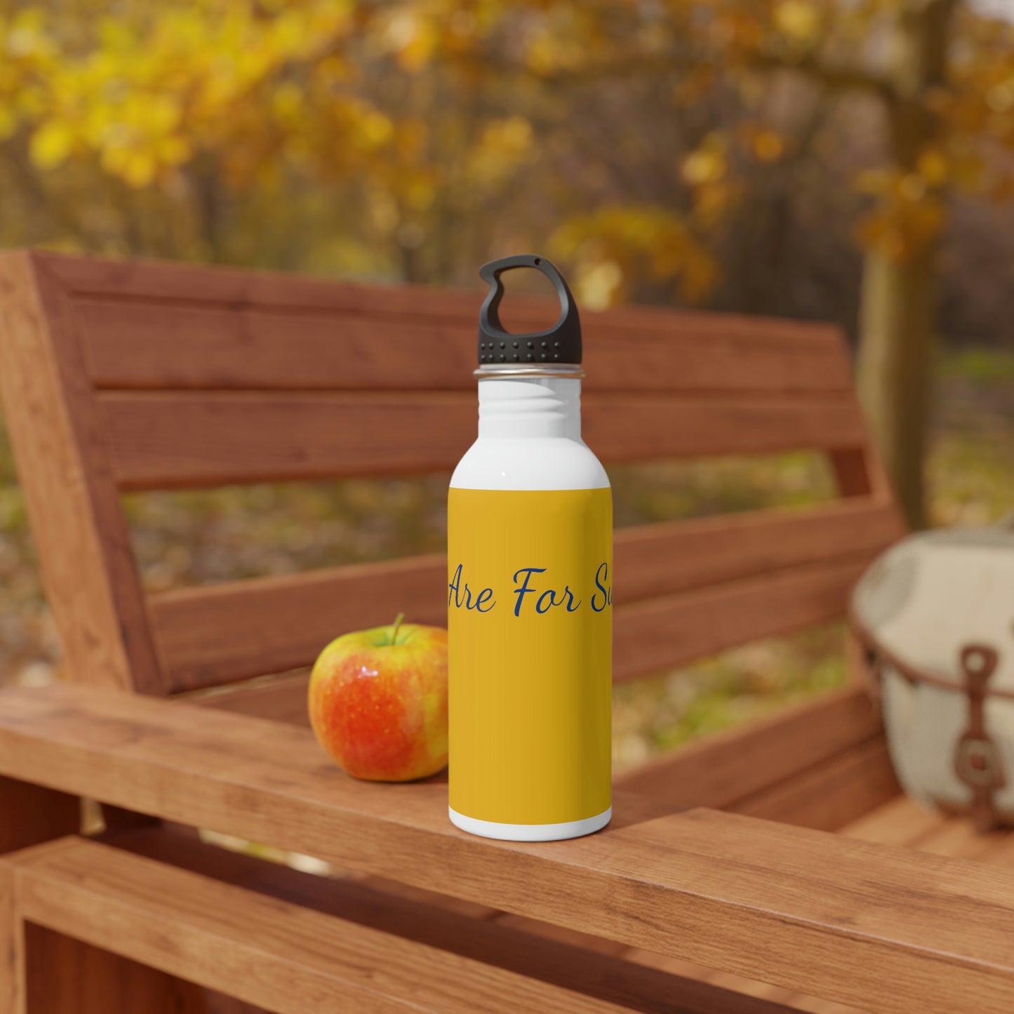 Stainless Steel Water Bottle - Stylized String Yellow